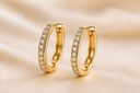 14K Gold Diamond-Style Hoop Earrings