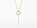 14K Yellow Gold Open Circle Lariat Pendant with Drop Bar Accent.