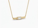14K Yellow Gold Bezel-Set Horizontal Baguette Bar Station Necklace.