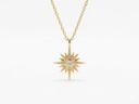 14K Yellow Gold Bezel-Set Diamond Solitaire Starburst Pendant.