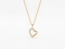14K Yellow Gold Pavé Diamond Asymmetric Open Heart Pendant Necklace.