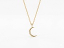 14K Yellow Gold Crescent Moon Pendant Necklace with Pavé Diamond Accents.