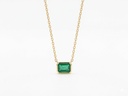 14K Yellow Gold Bezel-Set Emerald-Cut Emerald Station Necklace.