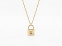 14K Yellow Gold Mini Padlock Pendant Necklace with Diamond Accent.