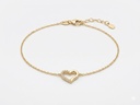 14K Yellow Gold Pavé Diamond Open Heart Station Bracelet.
