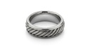 14K white gold The 'Vanguard' Twisted Damascus Steel Minimalist Men's Band