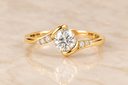 14K Yellow Gold Round Bypass Diamond Engagement Ring