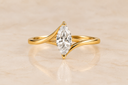 Rosette Compass-Prong Bypass Marquise Solitaire Ring 14K