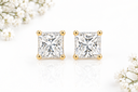 14k Gold Four-Prong Princess-Cut Solitaire Stud Earring.